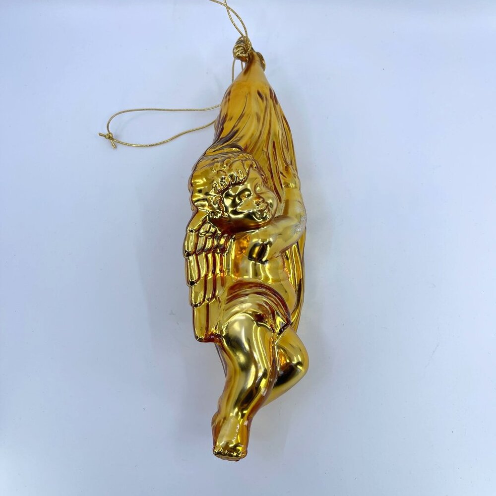 department 56 gold mercury glass cherub angel ornament 11 1/2"